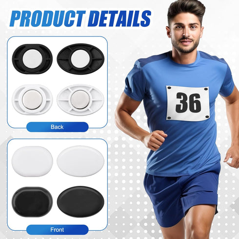 Gosknor 10 Pairs Race Bib Magnets, Plastic Magnetic Race Number Holders Race Bib Clips Running Bib Buckles Bib