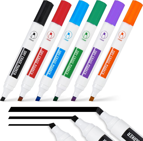 Sooez Dry Erase Markers, Low Odor Whiteboard Markers with Chisel Tip, Assorted