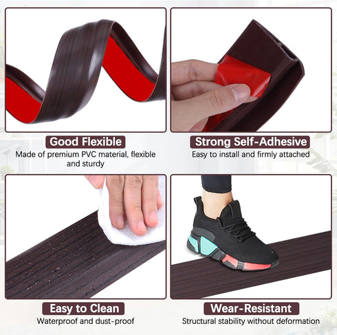2/5" 3/5" 10 Vinyl Door Threshold Flooring Transition Strip Self Adhesive Carpet Edging Strip for Laminate Doorway Edge