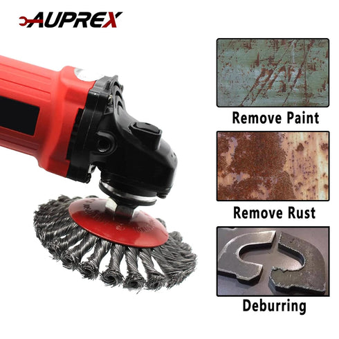 5 Pack 4 Inch Twist Knotted Wire Wheel Brush for Angle Grinder, 5/8 Inch-11 Threaded Arbor, Heavy-Duty Conditioning