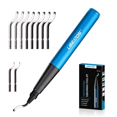 Libraton Deburring Tool Kit with 11 High-Speed Steel Blades, 360 Degree Rotary Head for Metal and Plastic