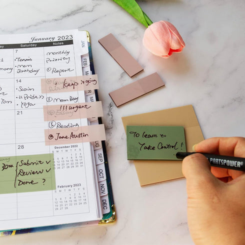 PARTSPOWER Transparent Pastel Sticky Notes, Clear Sticky Tabs for Reading Annotating, Perfect for School Supplies