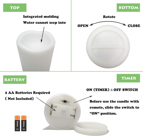 1 Pack Set 3 7 Outdoor Flameless Pillar Candle with Remote and Timer Waterproof Battery Operated Electric LED Candle