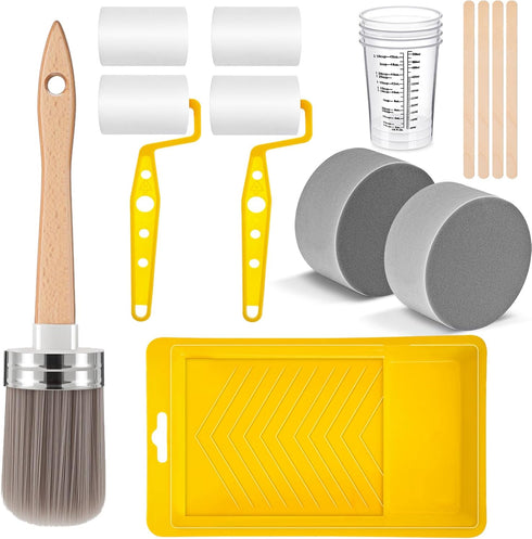 LemonRoad 18 Pieces Paint Brush and Roller Set, Painting Supplies for Cabinet Furniture,