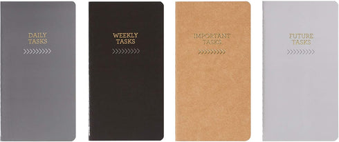 C.R. Gibson MJ183-22696 Small Notebook Journals, Daily Tasks, Weekly Tasks, Important Tasks, 4pcs and 80pgs