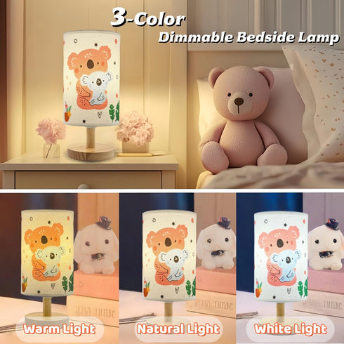 HFYCENYAN Lamps,3Color Kids Lamp,Girls for Bedroom Nightstand Modes LED Bedside Night Light with Koala Bear Cartoon