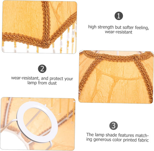 E27 Retro Fabric Lampshade Tassel Trim Pendant Shade for Table and Floor Lamps Vintage European Style Lampshade
