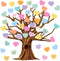 Gersoniel 90 Pieces Classroom Tree Bulletin Board Set, Summer Tree Decoration with Conversation Heart Leaves