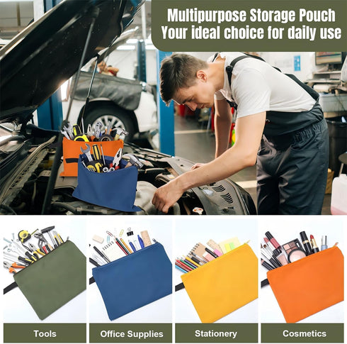 12 16 oz 11.8" 7.9" Workshop(4 Eccliy Pcs Canvas Tool Bag Pouch Zipper Heavy Duty Utility Pouch Bag Multipurpose