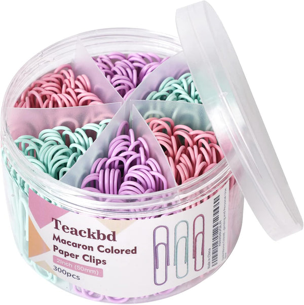 Macaron Colored Paper Clips, 300pcs Large 2" Jumbo Paper Clips for Office Supplies