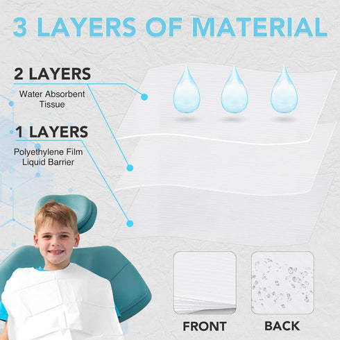 320 Pack 13"x18", 3-Ply Disposable Dental Bibs Waterproof Tattoo Bibs Sheet for Nail Salon, Dental Clinic, Feeding
