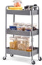 TOOLF 3-Tier Rolling Cart, Metal Utility Cart with Lockable Wheels, Easy Assembly for Office, Kitchen, and More