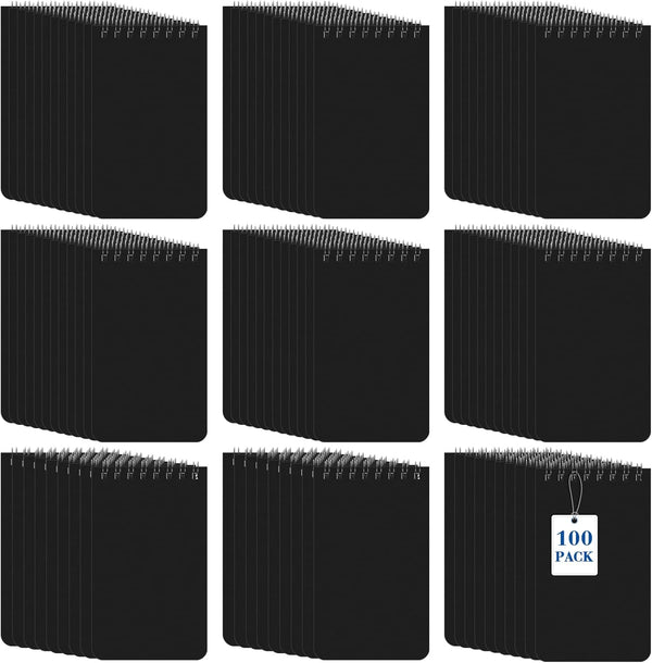 Nuanchu Note Pads 3 x 5'' Mini Spiral Notepad, 60 Sheets Top Bound Notebook for Home Office School, Black, 100 Pcs