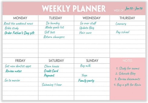 Weekly Planning Pad - Tear Off To Do List with Daily Schedule & Calendar, 52 Sheets, 6x9 in