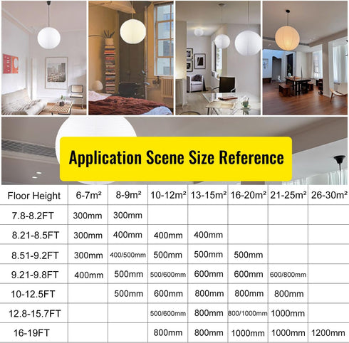19.68" Lampshade(1 Pack) White Round Paper Lanterns, Chinese/Japanese Paper Lantern Pendant Light, Large Hanging Paper