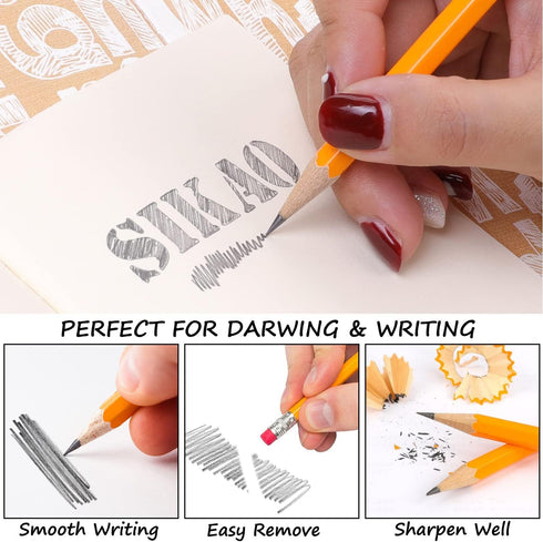 Pencils 12Pack #2, Bulk Number 2 Pencils for Kids Sketching and Drawing, Yellow HB No 2 Pencils with Erasers
