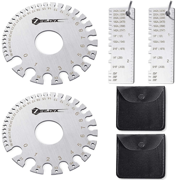 ZeeDix 4 Pcs Stainless Steel Metal Sheets Welding Thickness Gauge - Wire Gauge Measurement Tool