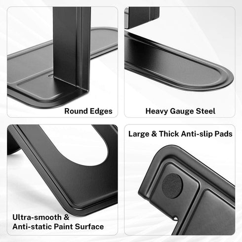 MaxGear Premium Matte Painted Book Ends, Heavy Duty Non-Skid Metal Book End Stopper for Books/CDs/DVDs, Black, 2 Pairs
