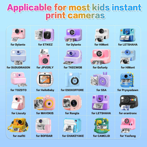 QUASON 18 2.24"x0.98" Rolls Kids Camera Paper Roll Refill Compatible with Most Instant Print Cameras for Kids BPA Free