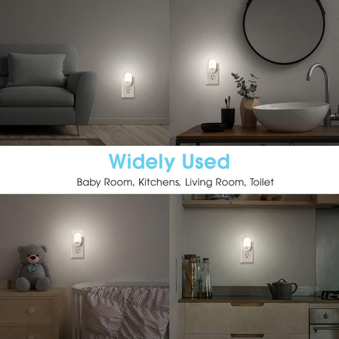 4 Pack 0.6W 5000K, 30/60lm L LOHAS LED Night Light Plug in, LED Night Light for Kids, Auto Dusk to Dawn Sensor Bright