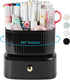 Desk Organizer with Drawer, 5 Slots 360 Degree Rotating Pencil Pen Holder for Office Accessories, Black