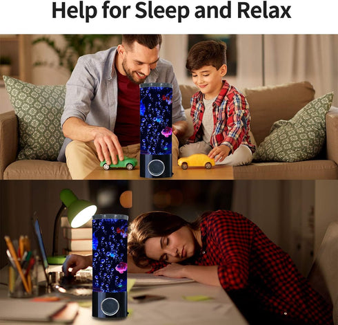 Vaticas 4 Mini Fish Lava Lamp Bluetooth Speaker Bubble LED Fantasy Multi-Color Changing Aquarium Light with Artificial