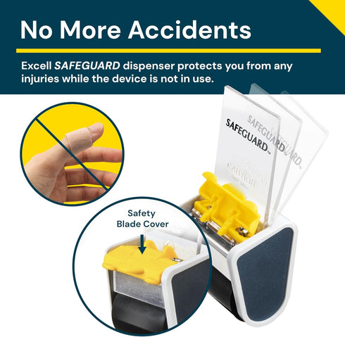 Excell Safeguard Packing Tape Dispenser - 2" Wide with Retractable Blade Cover, Ideal for Shipping and Sealing