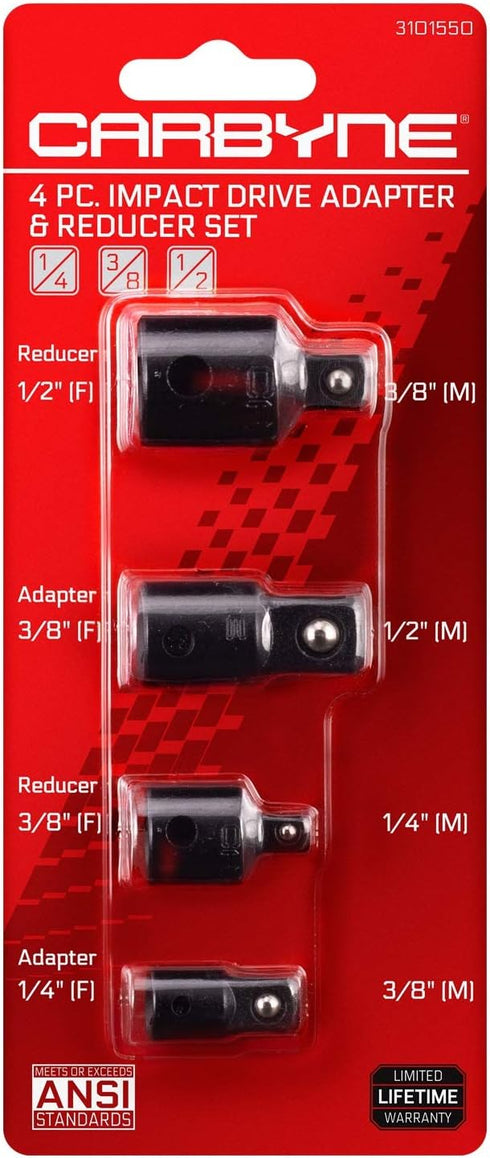 CARBYNE Impact Socket Adapter Set, 4 Piece - Ratchet Adapter for Impact Wrench, Impact Adapter & Socket Adapters