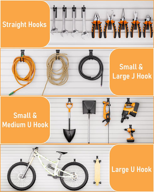 INCLY 36 Pack Heavy Duty Slatwall Hooks, Black Slatwall Panel Accessories for Garages, Retail Stores