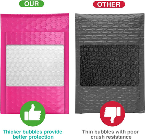 Metronic 4x8 Inch Bubble Mailer, 50 Pack Pink Waterproof Padded Envelopes, Self-Seal Adhesion for Jewelry