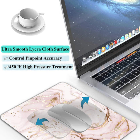 IMAYONDIA Pink Rose Gold Marble Mousepad - Custom Small Portable Office Anti-Slip Rubber Base Wireless Mouse Pad