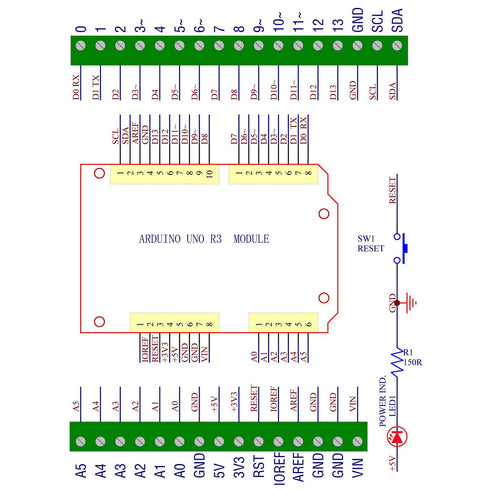 Electronics-Salon DIN Rail Mount Screw Terminal Block Adapter Module for Arduino UNO R3