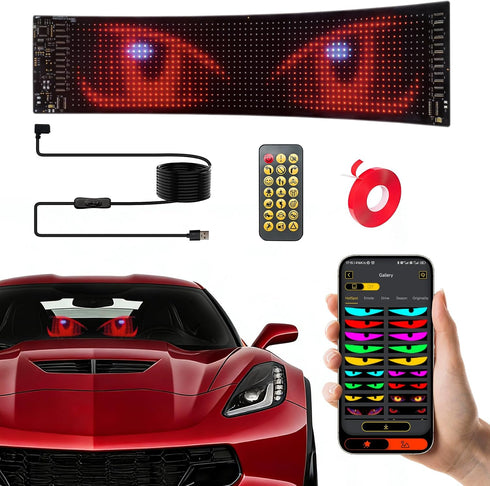 Qeeanmo Programmable 23"x5" Cars,5V Scrolling LED Sign for Advertising & DIY Use, Devil Eyes Light for LED Car Sign