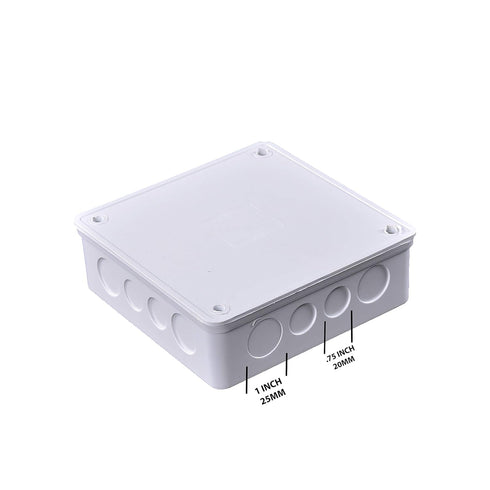 PVC Plastic Junction Conduit Box 6" x 6" x 3" with 3/4" & 1" Pre molded Holes by Co.