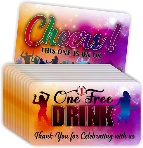 PARTH iMPEX One Free Drink Ticket Coupon Cards - Pack of 100, 3.5"x2" Redeem Gift Vouchers for Events