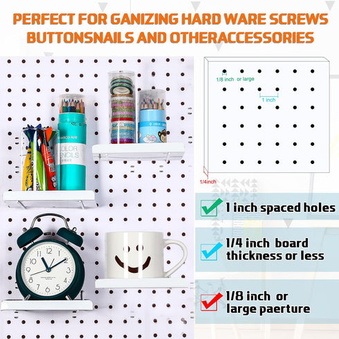 4 Pcs Pegboard Shelves Wall Organizer, Steel Tray Pegboard Accessories for Craft Garage Kitchen