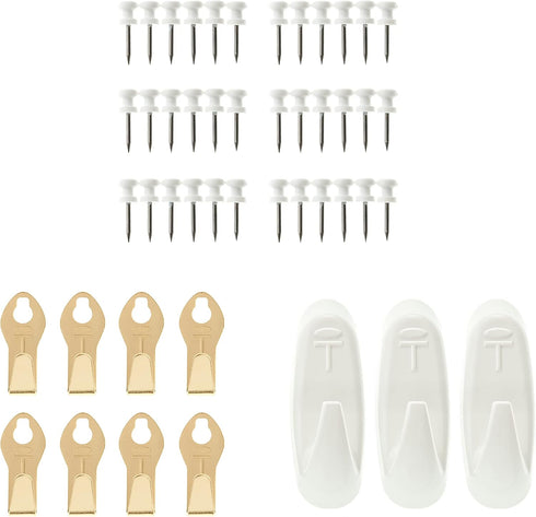 Takker Refill Accessory Kit Set - 36 Takker Refills, 8 Picture Hooks, 3 Medium Hooks for Hanging Pictures & Tools