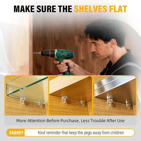 EKAREY 60 5mm Closet (60 5mm) Pcs Cabinet Shelf Pegs for Shelves, Shelf Pins Holders, Clear Shelf Support Pegs