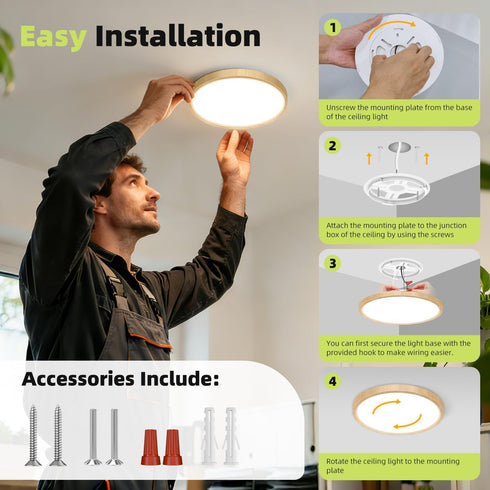 1PACK 5CCT 7Inch 15W 100W Closet hepside Flush Mount LED Ceiling Light Fixture & Equivalent Light Fixture,Small Round