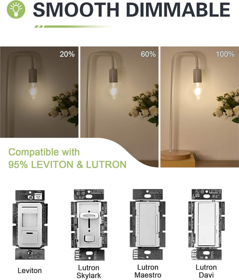 T45 E26 Bulb Dimmable 40W E26 Bulb 4 2700K E26 Bulb AC120V 400lm T14 Bulbs 4 Pack LED Equivalent Watt Warm White Edison