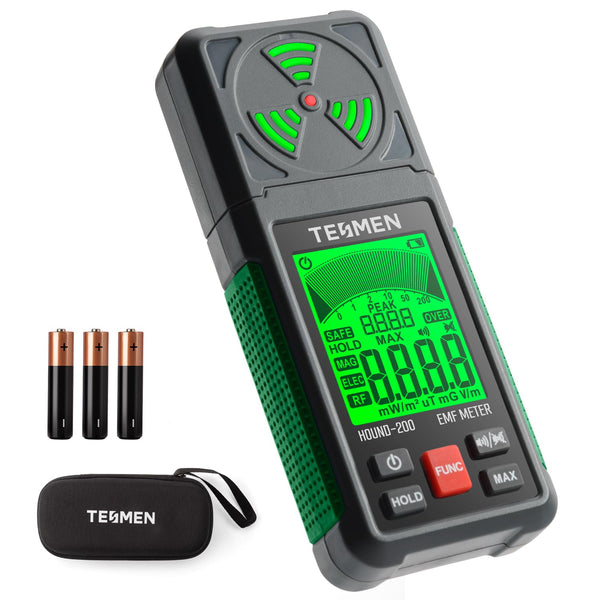 TESMEN EMF Meter, Hound-200 EMF Detector: 3-in-1 Portable Electromagnetic Field Radiation Detector for EF, RF, MF, WiFi