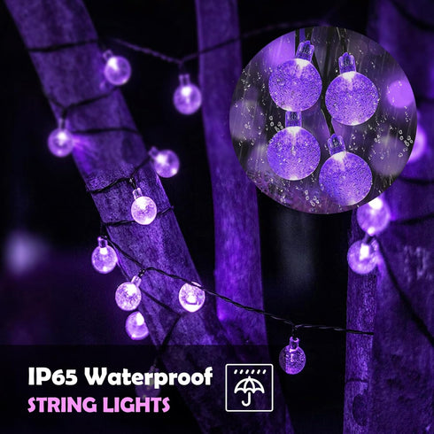 L LAMPOP 20 8 LED Decorations Crystal Globe Solar String Outdoor Lights with Lighting Modes Waterproof Solar Powered