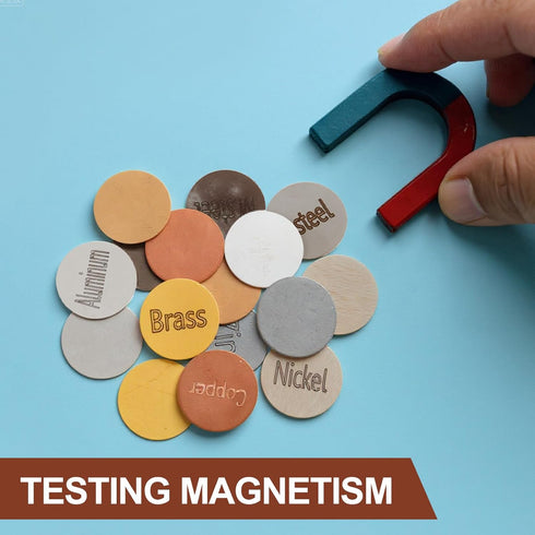 16 Set Moxweyeni Piece Metal Identification Kit Magnetic and Non Magnetic Metal Discs with Storage Case for Educational