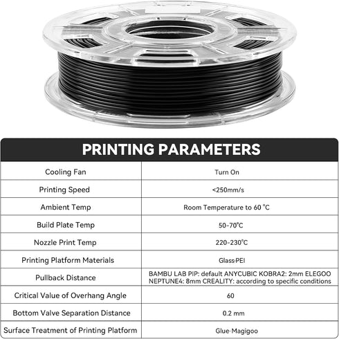 3D Printer SMP Filament (4D filament) 1.75mm 250g, Shape Memory Polymer Material for Bambu Lab X1/P1P/A1, Black