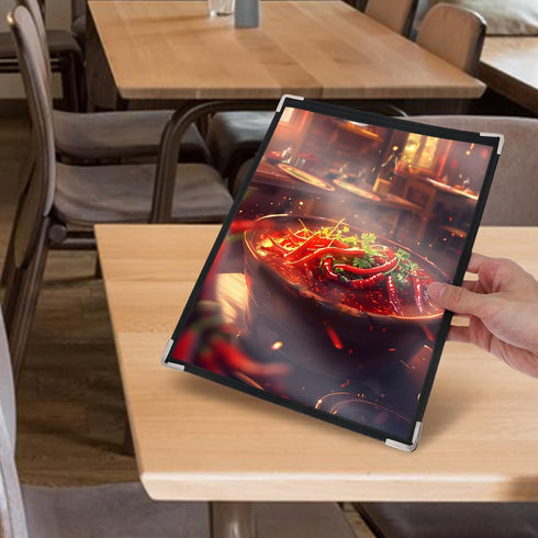 2-Side 21.6 28 Cm PVC Menu Book Restaurant Menu Holder with White Corner X for Bars Cafes and Dining Tables