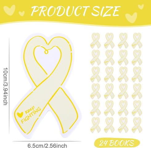 Fulmoon 24 Pieces Childhood Cancer Awareness Note Pad Bulk 40 Sheets Yellow Ribbon Awareness Items Endometriosis Bone Cancer Awareness Pads Note Paper for Public Charity Campaign Supplies