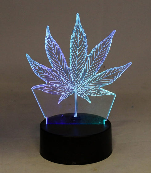 3D 7 420 Dependable Industries Marijuana Leaf Weed LED Color Changing Table Night Light Optical Visual Illusion Lamp