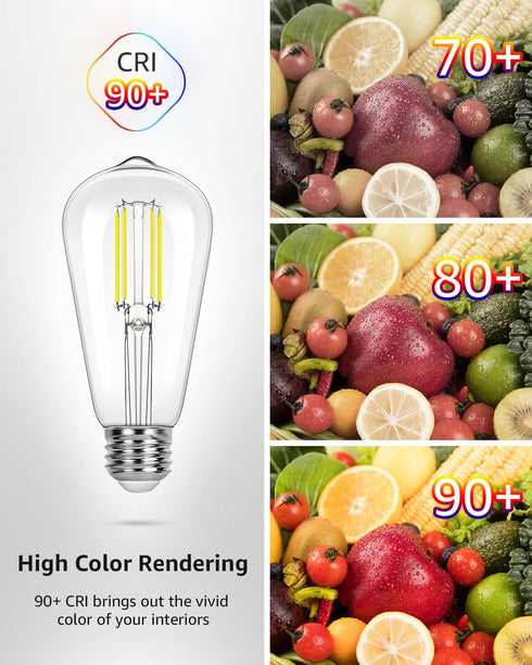 Lepro Dimmable LED Edison Bulbs, 4000K Neutral White, 5.5W, 60 Watt Equivalent, E26 Light Bulbs, Medium Base ST19,