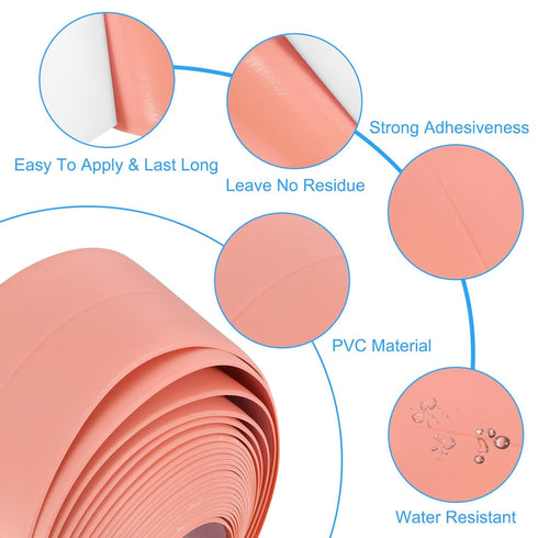 uxcell Waterproof Seal Caulk Strip Tape, Self Adhesive 10.5 Ft L x 1.5" W PVC for Kitchen, Bathroom, Toilet, Pink