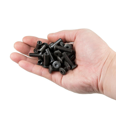50 Sets M6x25mm Black Bolts and Nuts - Hex Screws Kit for Furniture Cam Lock Fasteners & Wood Working Tools